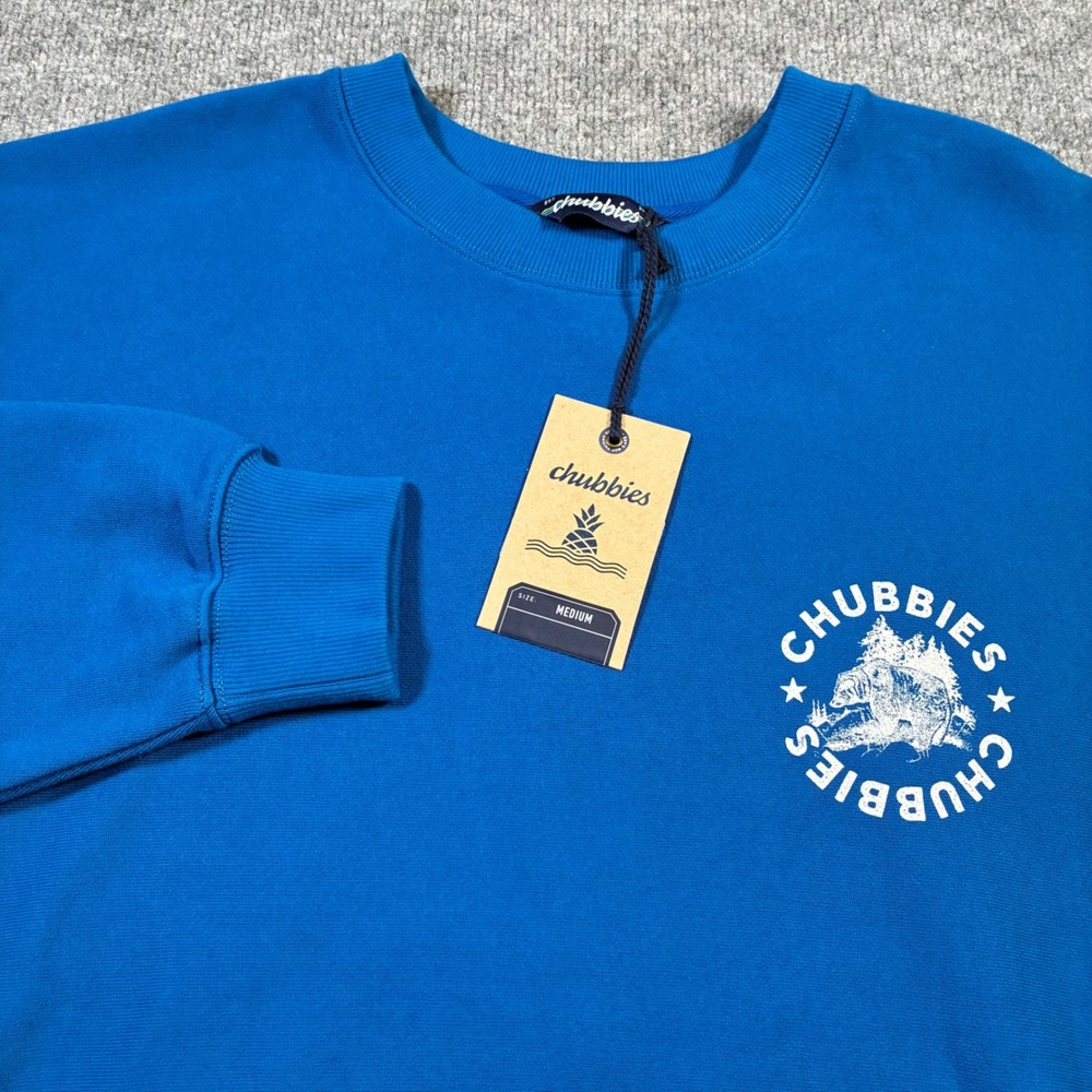 Chubbies Weekend Bear Comfort Crew Sweatshirt Mens M Blue NWT Graphic Crewneck